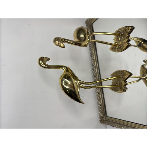 Rare Set of 2 brass flamingos - Netherlands, 1960 - yellow copper bird statues - Picture 3 of 9